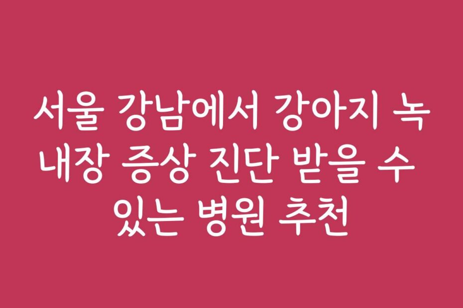 서울 강남에서 강아지 녹내장 증상 진단 받을 수 있는 병원 추천