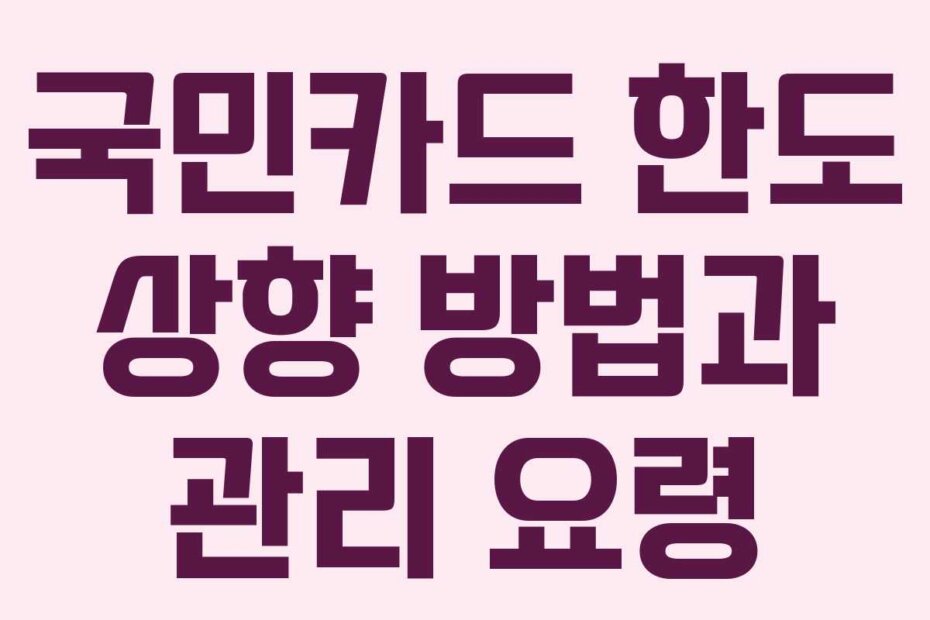 국민카드 한도 상향 방법과 관리 요령