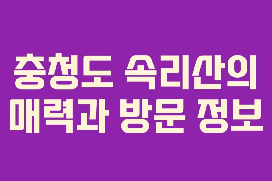 충청도 속리산의 매력과 방문 정보