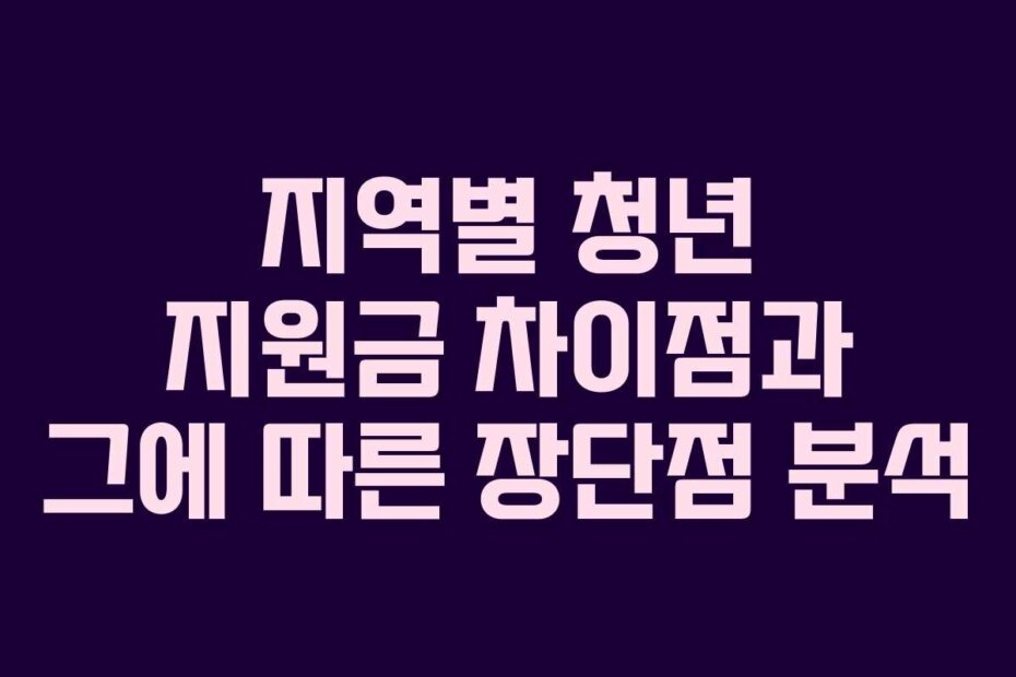 지역별 청년 지원금 차이점과 그에 따른 장단점 분석