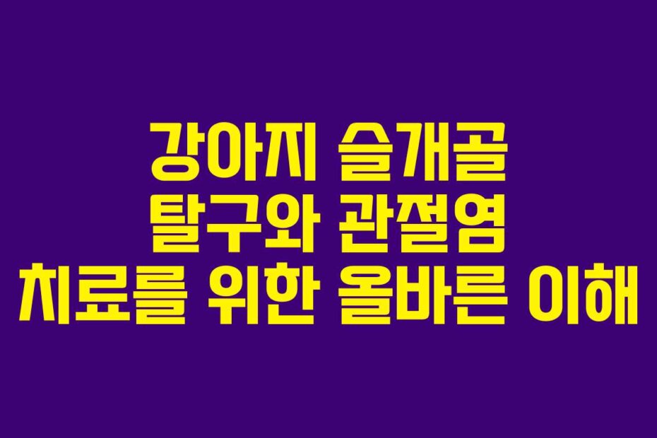 강아지 슬개골 탈구와 관절염 치료를 위한 올바른 이해