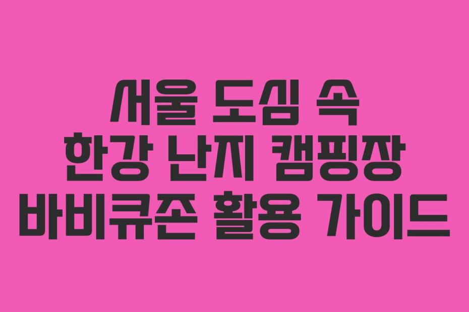 서울 도심 속 한강 난지 캠핑장 바비큐존 활용 가이드