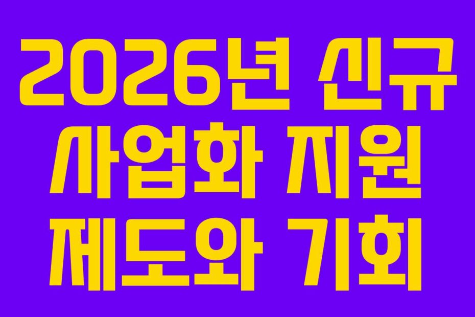 2026년 신규 사업화 지원 제도와 기회