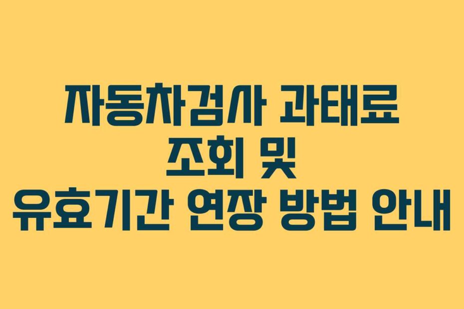 자동차검사 과태료 조회 및 유효기간 연장 방법 안내