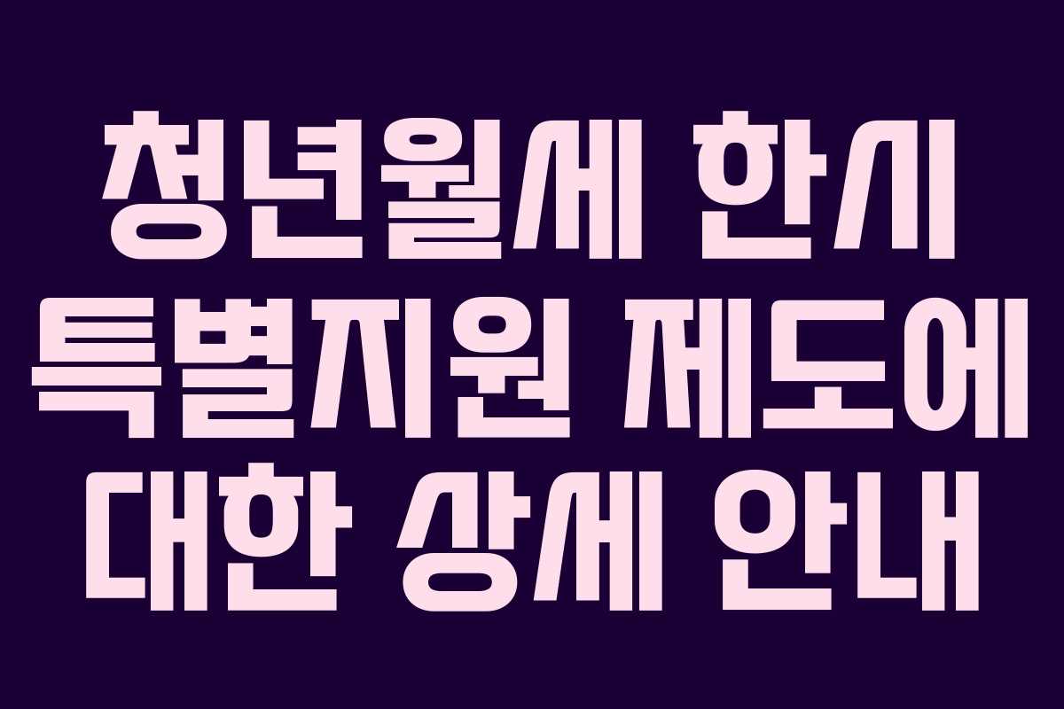 청년월세 한시 특별지원 제도에 대한 상세 안내