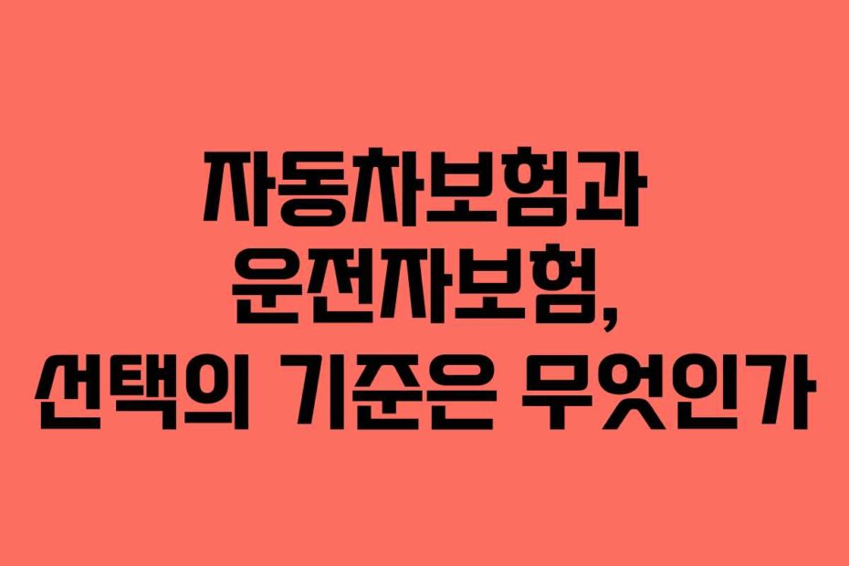 자동차보험과 운전자보험, 선택의 기준은 무엇인가