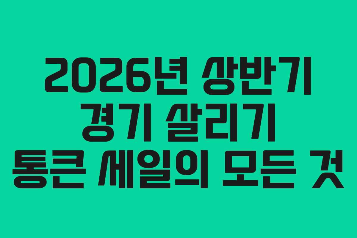 2026년 상반기 경기 살리기 통큰 세일의 모든 것