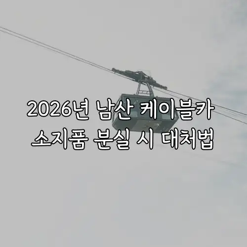 2026년 남산 케이블카 소지품 분실 시 대처법