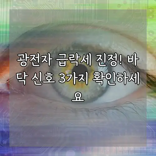 광전자 급락세 진정! 바닥 신호 3가지 확인하세요