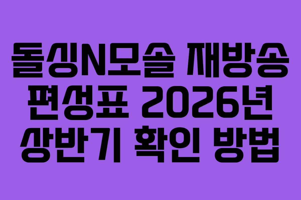 돌싱N모솔 재방송 편성표 2026년 상반기 확인 방법
