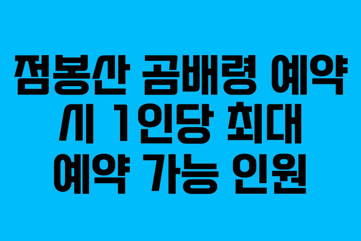 점봉산 곰배령 예약 시 1인당 최대 예약 가능 인원