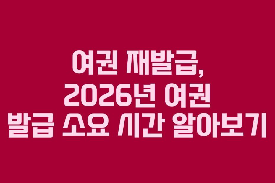 여권 재발급, 2026년 여권 발급 소요 시간 알아보기