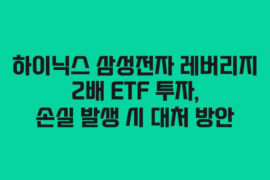 하이닉스 삼성전자 레버리지 2배 ETF 투자, 손실 발생 시 대처 방안