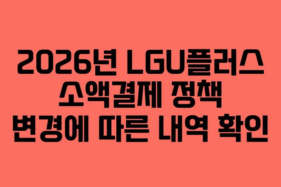 2026년 LGU플러스 소액결제 정책 변경에 따른 내역 확인